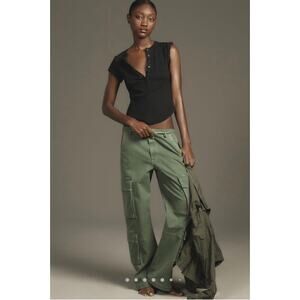 NWT Anthropologie Pilcro Andie Ribbed Henley Top - Size M MSRP $48